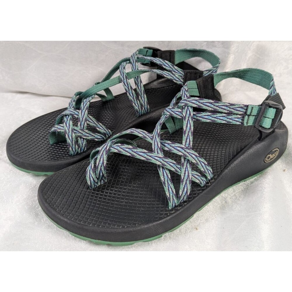 Chaco ZX/1 Women's 11 Teal Purple Green Strappy Hiking Water Sandals Green Sole